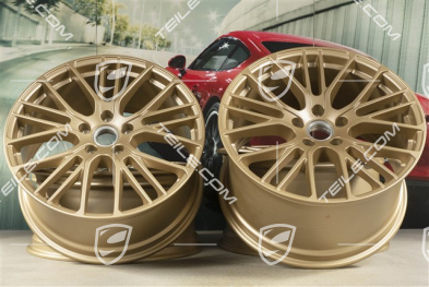 21" Komplet felg Panamera Exclusive Design Sport, 9,5J x 21 ET71 + 11,5J x 21 ET69, Aurum satynowy półmat