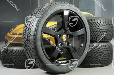 19-inch Cayman S winter wheels set, rims 8J x 19 ET57 + 10J x 19 ET45, Michelin Pilot Alpin 4 winter tires 235/40 R19 +265/40 R19, black high gloss