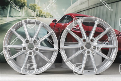 20+21-inch wheel rim set Carrera S, rims: front 8,5J x 20 ET53 + rear 11,5J x 21 ET67, Brilliant Chrome finish