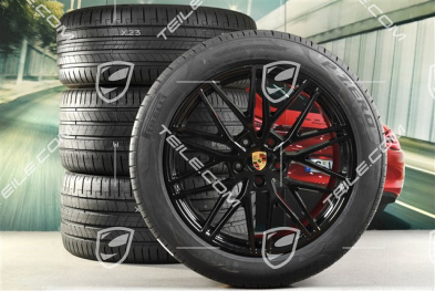 21" Cayenne RS Spyder Design Sommerräder Satz, Felgen 9,5J x 21 ET46 + 11,0J x 21 ET58 + NEUE Pirelli P Zero Sommerreifen 285/45 R21 + 315/40 R21, mit RDK-Sensoren, schwarz hochglanz