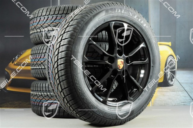 18" Winterräder Satz "Cayenne" Facelift 2014->, Felgen 8J x 18 ET53 + NEUE Dunlop Winterreifen 255/55 R18, mit RDK-Sensoren, schwarz hochglanz
