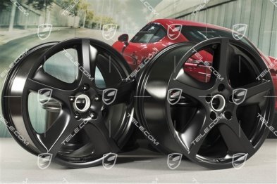 20" Komplet felg Cayenne SportTechno, przednie 9" + tylne 10", czarny satynowy półmat