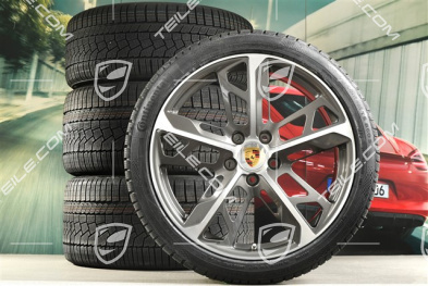 21" koła zimowe Cross Turismo Design, komplet, felgi 9,5J x 21 ET60 + 11,5J x 21 ET66 + opony zimowe Continental 265/35 R21 + 305/30 R21, Titanium