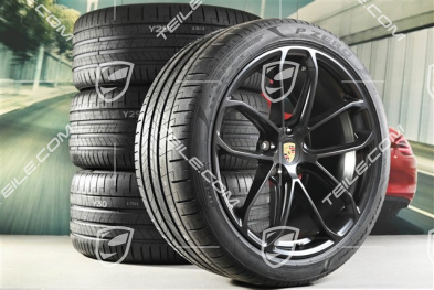 22" Cayenne GT Coupé Sommerräder Satz, Felgen 10J x 22 ET48 + 11,5J x 22 ET52 + Pirelli Sommerreifen 285/40 ZR22 + 315/35 ZR22, Schwarz-Seidenmatt