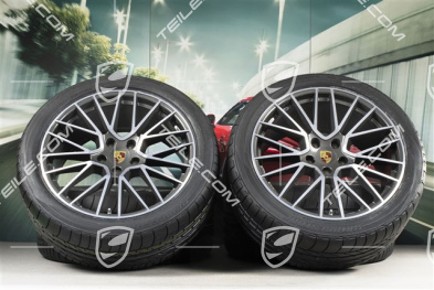 21-inch Cayenne RS Spyder summer wheel set, rims 9,5J x 21 ET46 + 11,0J x 21 ET58 + Bridgestone Dueler H/P Sport summer tyres 285/40 R21 + 315/35 R21, with TPMS,