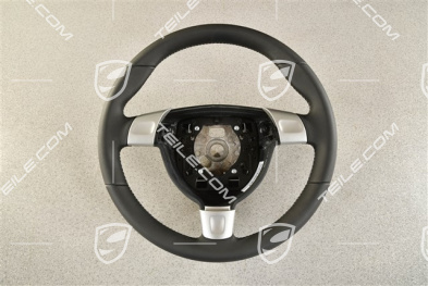 Sports steering wheel, plain leather, black