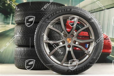 21" koła zimowe Cayenne Exclusive Design, komplet, felgi 9,5J x 21 ET46 + 11,0J x 21 ET58 + NOWE opony zimowe Michelin 285/45 R21 + 305/40 R21, z czujnikami ciśnienia