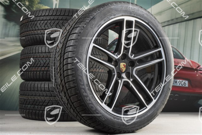 20" "Macan Turbo" Winterräder Satz, Felgen 9J x 20 ET26 + 10J x 20 ET19 + Pirelli Winterreifen 265/45 R20 + 295/40 R20, schwarz hochglanz, mit RDK-Sensoren