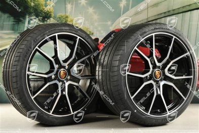 21" RS Spyder Design Sommerräder Satz, Felgen 9,5J x 21 ET60 + 11,5J x 21 ET66 + NEUE Goodyear Sommerreifen 265/35 R21 + 305/30 R21, schwarz hochglanz