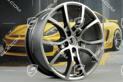 21" Komplet felg Cayenne Exclusive Design, 11J x 21 ET49 + 9,5J x 21 ET46, do Cayenne Coupé, Platinum satynowy półmat