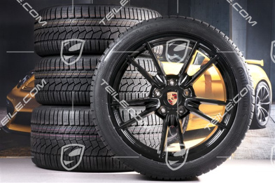 19"+20" Carrera Winterräder Satz, Felgen 8,5J x 19 ET52 + 11J x 20 ET66 +  Continental Winterreifen 235/40 R19 + 295/35 R20, mit RDK-Sensoren, in Schwarz Hochglanz