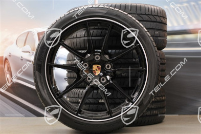 20" Carrera S (III) Sommerräder Satz, 8J x 20 ET57 + 9,5J x 20 ET45, Pirelli Reifen 235/35 ZR20 + 265/35 ZR20, Felgenstern in Schwarz (Hochglanz), mit RDK-Sensoren