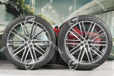 21" Turbo IV Design Sommerräder, Felgen 9,5J x 21 ET27 + 10J x 21 ET19 + Michelin Sommerreifen 265/40 R21 + 295/35 R21, mit RDK-Sensoren