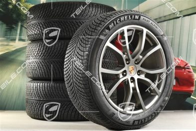 21" Cayenne Exclusive Design Winterräder Satz, Felgen 9,5J x 21 ET46 + 11,0J x 21 ET58 + Michelin Winterreifen 285/45 R21 + 305/40 R21, mit RDK-Sensoren, Platinum-Seidenmatt