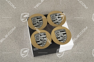 Hub cap set, crest monochrome, concav, silk-gloss black