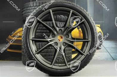 20-inch winter wheels set Carrera S (IV), rims 8,5J x 20 ET49 + 11J x 20 ET56 + NEW Pirelli Sottozero II winter tyres 245/35 R20 + 295/30 R20, in platinum