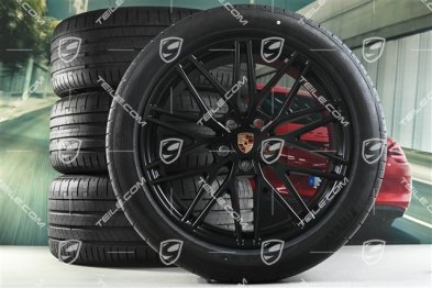 21-inch Cayenne RS Spyder Design summer wheel set, rims 9,5J x 21 ET46 + 11,0J x 21 ET58 + Pirelli P Zero summer tyres 285/45 R21 + 315/40 R21, with TPMS,  black satin-matt, DOT/prod.year 2025, millage 30 km