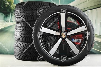 22" Koła zimowe, komplet, Cayenne Exclusive Design Sport, felgi 10J x 22 ET48 +11,5J x 22 ET52 + NOWE opony zimowe Pirelli 285/40 R22 + 315/35 R22, czarny wysoki połysk