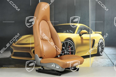 Seat, el. adjustable, Lumbar, leather, Natural Brown, R