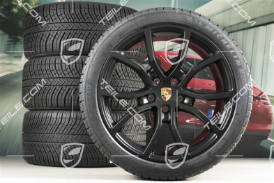 21-inch Cayenne COUPE Exclusive Design winter wheel set, rims 9,5J x 21 ET46 + 11,0J x 21 ET49 + Michelin Pilot Alpin 5 winter tyres 275/40 R21 + 305/35 R21, with TPMS,  black satin-mat