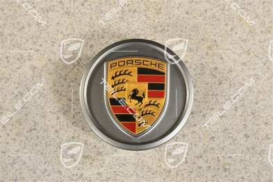 Wheel hub cap, crest coloured, Platinum satin matt/ Platinum satin matt outer ring