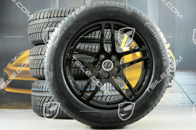 18-inch "Macan S" Winter wheel set, rims 8J x 18 ET21 + 9J x 18 ET21 + NEW winter tyres Continental ContiWinterContact 235/60 ZR 18 + 255/55 ZR 18, with TPMS, black high gloss