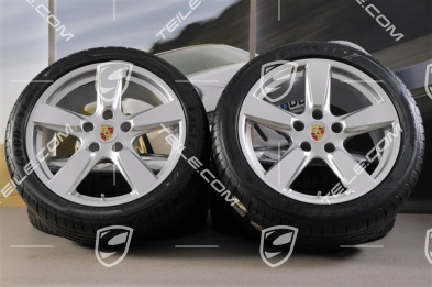 19" Komplet kół letnich Cayman S, 8J x 19 ET57 + 9,5J x 19 ET45 + NOWE opony letinie 235/40 ZR19 + 265/40 ZR19 + RDK
