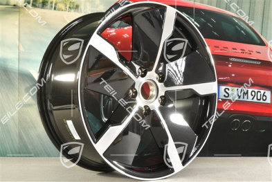 21" Felga Taycan Exclusive Design, 9,5J x 21 ET60, przednia, czarny perłowy Jet Black metalik, L