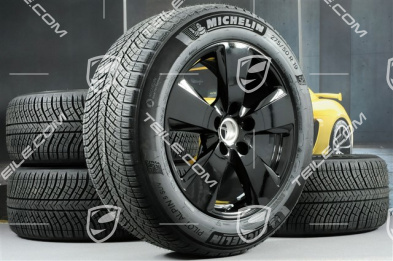 19" koła zimowe Cayenne, komplet, felgi 8,5J x 19 ET47 + 9,5J x 19 ET54 + opony zimowe Michelin 255/55 R19 + 275/50 R19, z czujnikami ciśnienia, czarny wysoki połysk