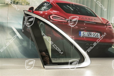Side window with moulding, aluminium package Black, Green heat-Insulating glass in rear, L