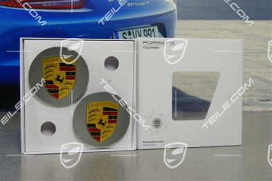 Radzierdeckel Satz, konvex, Wappen farbig, platinsilber