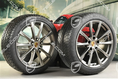 19" Boxster S koła zimowe komplet, felgi 8J x 19 ET57 + 10J x 19 ET45 + NOWE opony zimowe Michelin Pilot Alpin 4: 235/40 R19 + 265/40 R19, Platinum satynowy mat