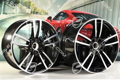 21-inch wheel rim set Cayenne Turbo, 11J x 21 ET49 + 9,5J x 21 ET46, black high gloss