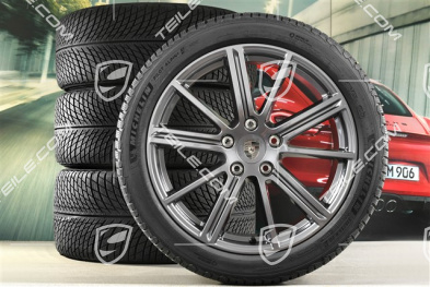 20" Panamera Turbo Koła zimowe, komplet, felgi 9,5J x 20 ET71 + 10,5J x 20 ET71 + NOWE opony zimowe Michelin Pilot Alpin 5 275/40 R20 + 315/35 R20, Adamantium