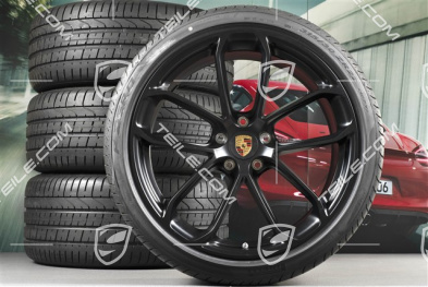 22" koła letnie Cayenne Coupé GT, komplet, felgi 10J x 22 ET48 + 11,5J x 22 ET52 + Pirelli P Zero opony letnie 285/35 R22 + 315/30 R22, z czujnikami ciśnienia, czarny satynowy półmat