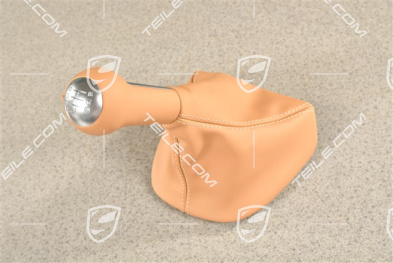 Shift lever / gearshift knob, Sand beige, Leather / aluminium, 6-speed manual transmission