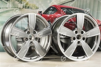20-inch wheel rim set, Cayenne Sport Classic Comfort, 9J x 20 ET50 + 10,5J x 20 ET55, Platinum Silver