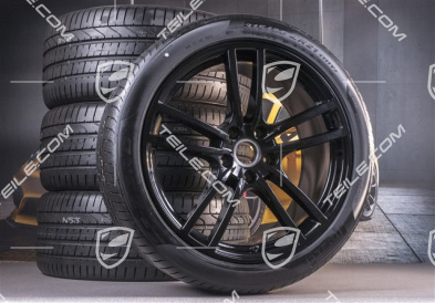 21" koła letnie Cayenne Turbo Design, komplet, felgi 9,5J x 21 ET46 + 11,0J x 21 ET58 + opony letnie Pirelli P Zero 285/40 R21 + 315/35 R21, z czujnikami ciśnienia, czarny połysk