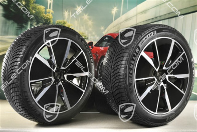 21" Koła zimowe Turbo, komplet, felgi 8,5J x 21 ET27 + 10,5J x 21 ET47 + opony zimowe Michelin Pilot Alpin 5 SUV 255/45 R21 + 285/40 R21, czarny wysoki połysk