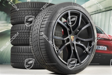 21-inch Cayenne COUPE Exclusive Design winter wheel set, rims 9,5J x 21 ET46 + 11,0J x 21 ET49 +  Continental winter tyres 275/40 R21 + 305/35 R21, with TPMS,  black satin-mat