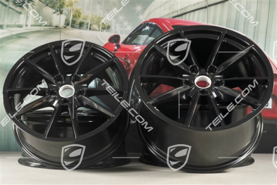 20+21-inch wheel rim set Carrera S, rims: front 8,5J x 20 ET53 + rear 11,5J x 21 ET67, black high gloss