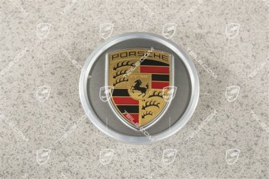 Radzierdeckel, Wappen farbig, Platinsilber / silber