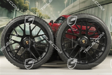 20" Turbo S Zentralverschluss Winterräder Satz für Turbo S / GTS, Felgen 8,5J x 20 ET51 + 11J x 20 ET59 + NEUE Michelin Pilot Alpin PA4 N1 Winterreifen 245/35 R20+295/30 R20, RDK-Sensoren, schwarz seidenmatt