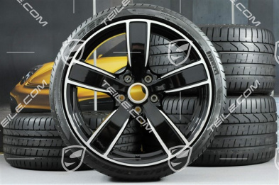 20-inch summer wheels set Carrera Sport, rims 8,5J x 20 ET49 + 11,5J x 20 ET56 + summer tyres 245/35 R20 + 305/30 R20, Jet Black Metallic