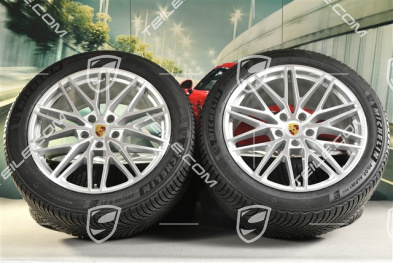 21" koła zimowe Cayenne "RS Spyder Design", komplet, felgi 9,5J x 21 ET46 + 11,0J x 21 ET49 + NOWE opony zimowe Michelin Pilot Alpin 5 SUV 285/45 R21 + 305/40 R21, z czujnikami ciśnienia