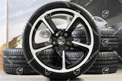 20" Komplet kół letnich SportTechno, felgi 8,5J x 20 ET57 + 10J x 20 ET50 + NOWE opony letnie Pirelli 235/35 R20 + 265/35 R20, czarne, z czujnikami ciśnienia