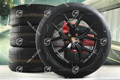 21" koła zimowe Cayenne RS Spyder Design, komplet, felgi 9,5J x 21 ET16 + 11J x 21 ET37 + opony zimowe Goodyear UltraGrip Performance 3 SUV 275/45 R21 + 315/40 R21, czarny satynowy półmat