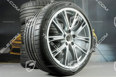 21" Panamera Exclusive Design Sommerräder, Felgen 9,5J x 21 ET71 + 11,5J x 21 ET69 + Pirelli Sommerreifen 275/35 ZR21 + 315/30 ZR21, mit RDK-Sensoren