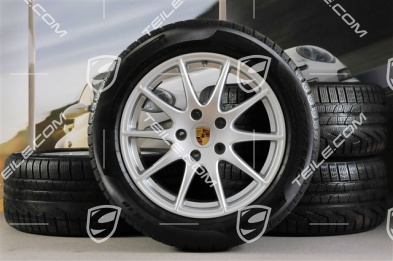 18" komplet kół zimowych Panamera S, felgi 8J x 18 ET59 + 9J x 18 ET53 + NOWE opony Pirelli Sottozero II 245/50 R18 + 275/45 R18, RDK