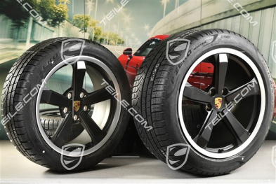 19"+20" koła zimowe Dakar, komplet, felgi 8J x 19 ET38 + 11,5J x 20 ET68 + opony zimowe Pirelli 245/45 R19 + 295/40 R20, czarny satynowy półmat
